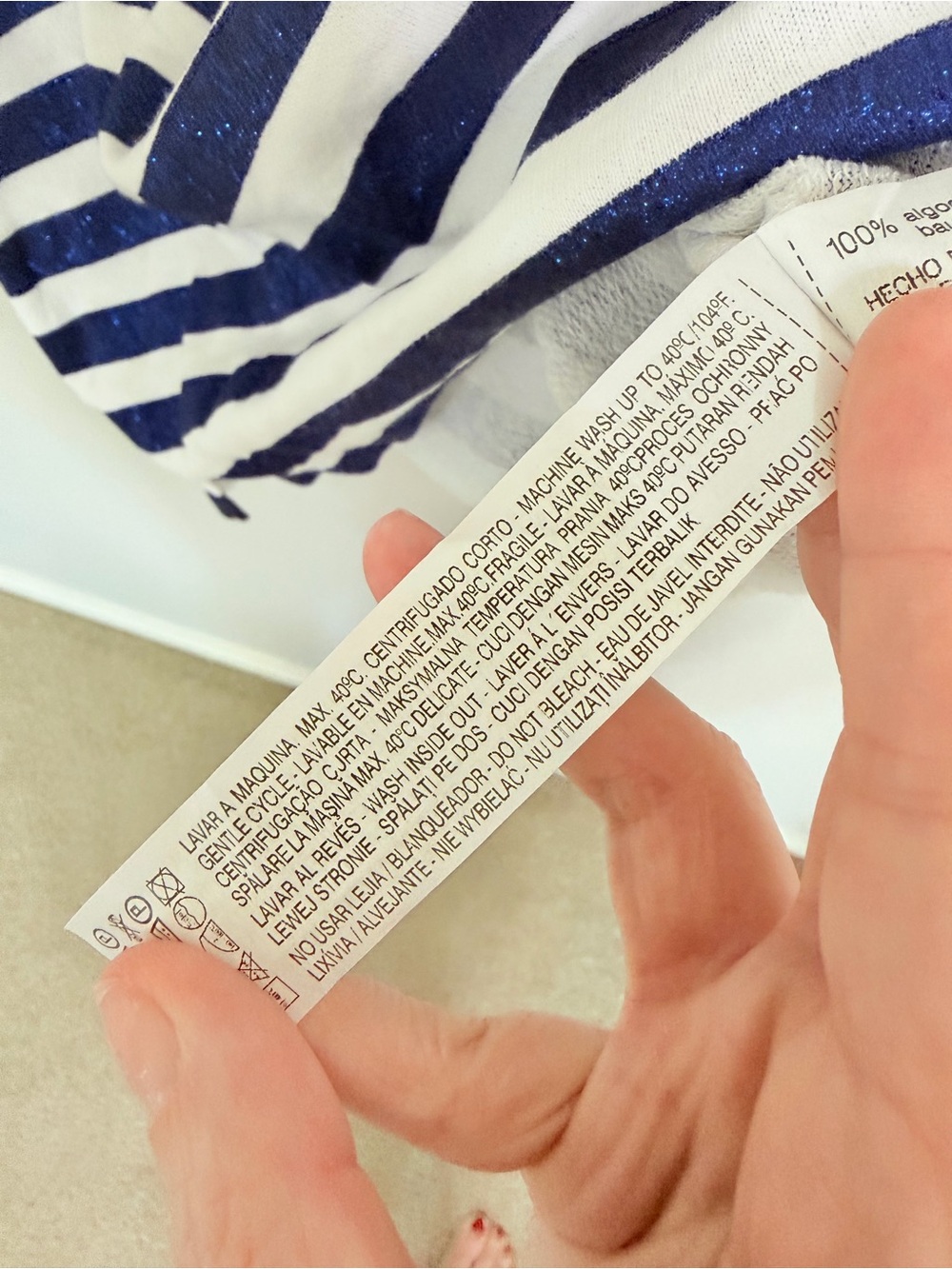 Zara Trafaluc Metallic Navy Blue & White Striped Oversized Pocket Tee - Picture 6 of 14